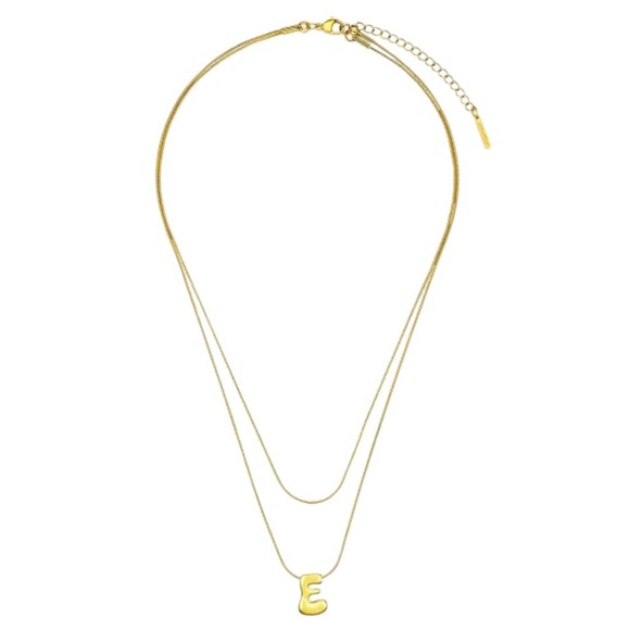 Unwritten x moda Sport Silver Tone Water Resistant Initial Layered Necklace E - Picture 1 of 2